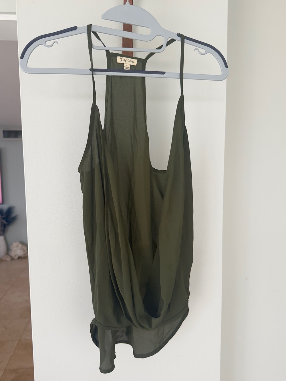 Lily White Olive Green Draped Camisole